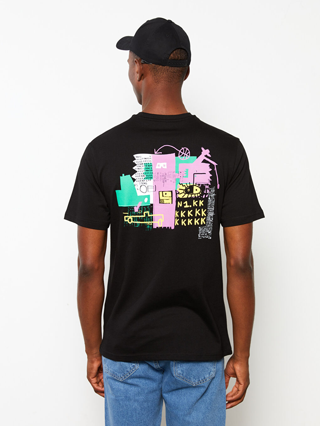 Tricou pentru Bărbați cu Guler Rotund, Mânecă Scurtă, Imprimat, din Bumbac Pieptănat-4