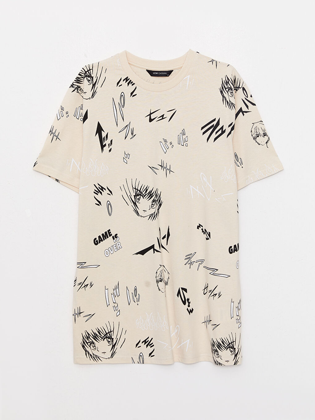 Gri Bisiklet Yaka Kısa Kollu Baskılı Penye Erkek Tişört-5