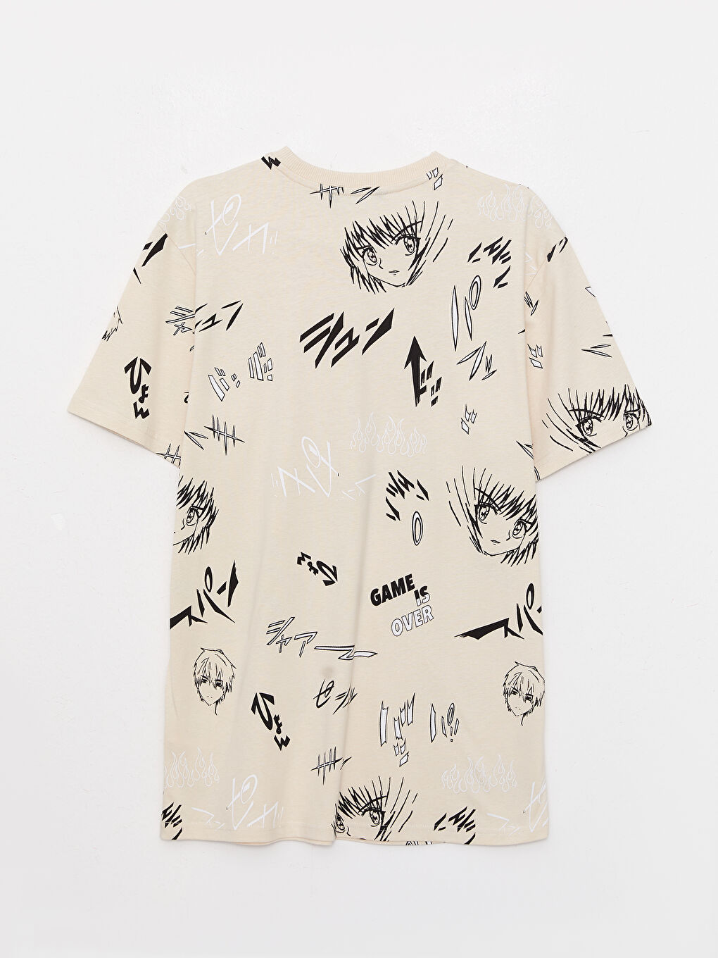 Gri Bisiklet Yaka Kısa Kollu Baskılı Penye Erkek Tişört-6