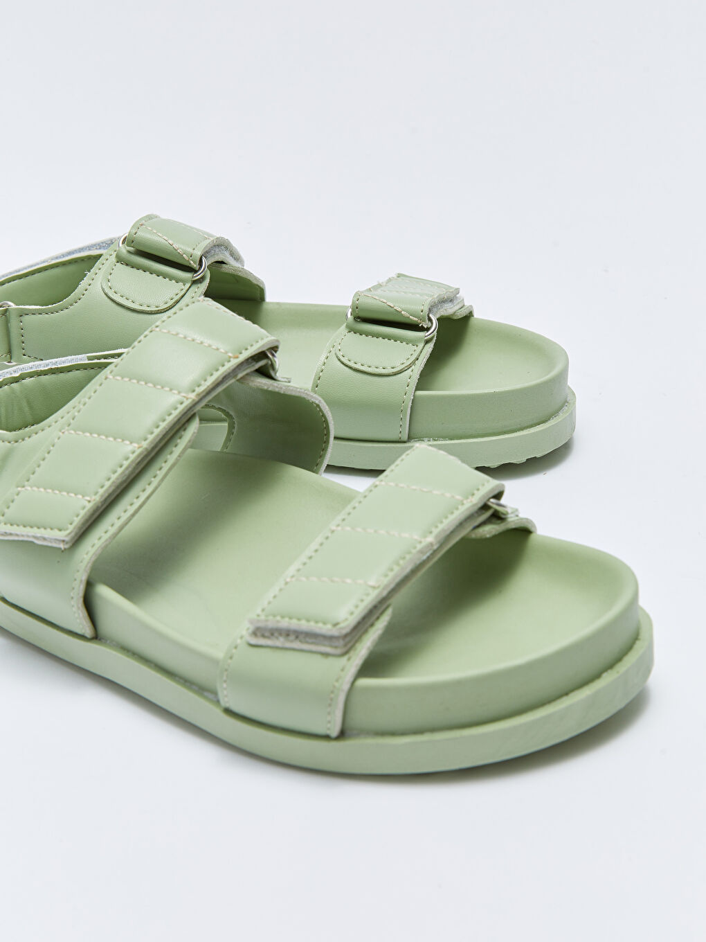 Yeşil Cırt Cırtlı Çift Bantlı Kız Çocuk Sandalet-2