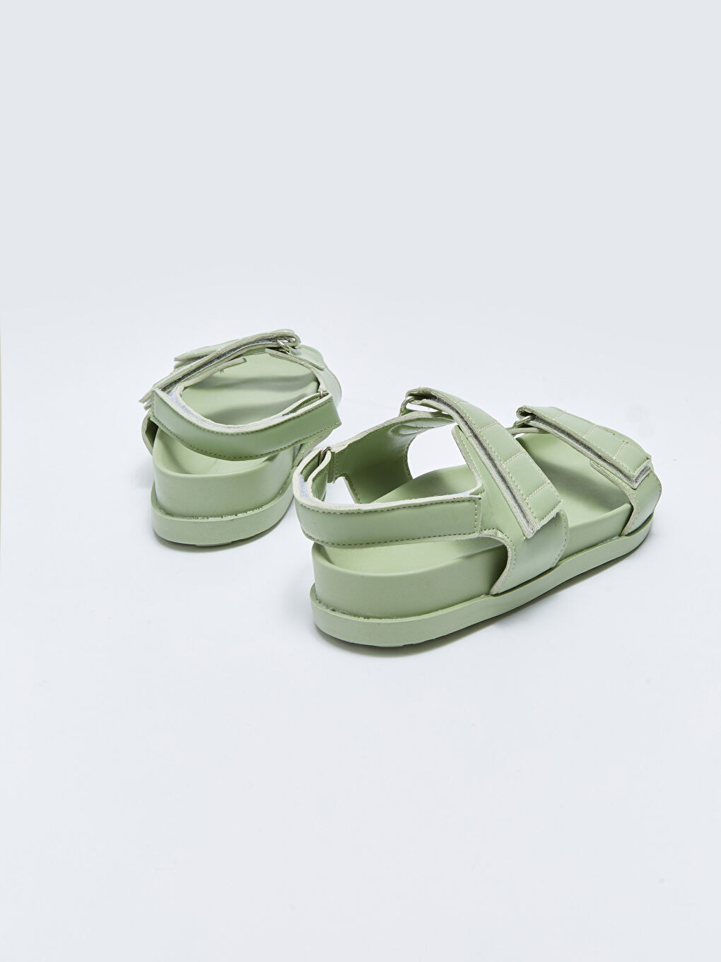 Yeşil Cırt Cırtlı Çift Bantlı Kız Çocuk Sandalet-4