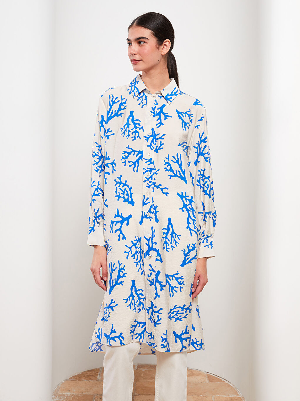 Patterned Women's Shirt Tunic-1