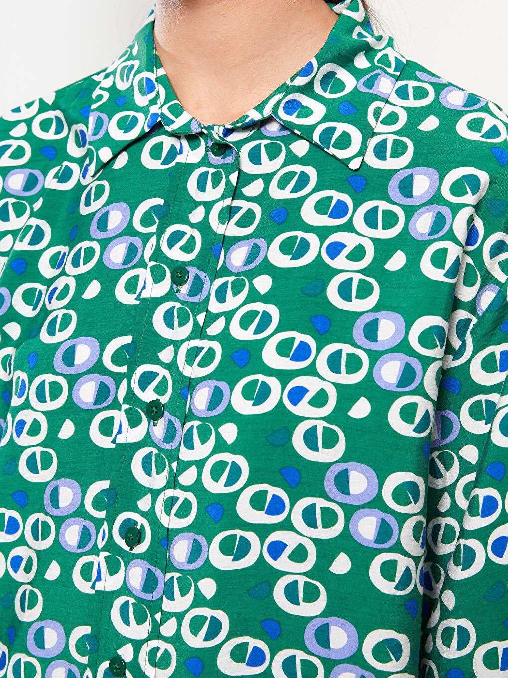Yeşil Desenli Kadın Gömlek Tunik-3