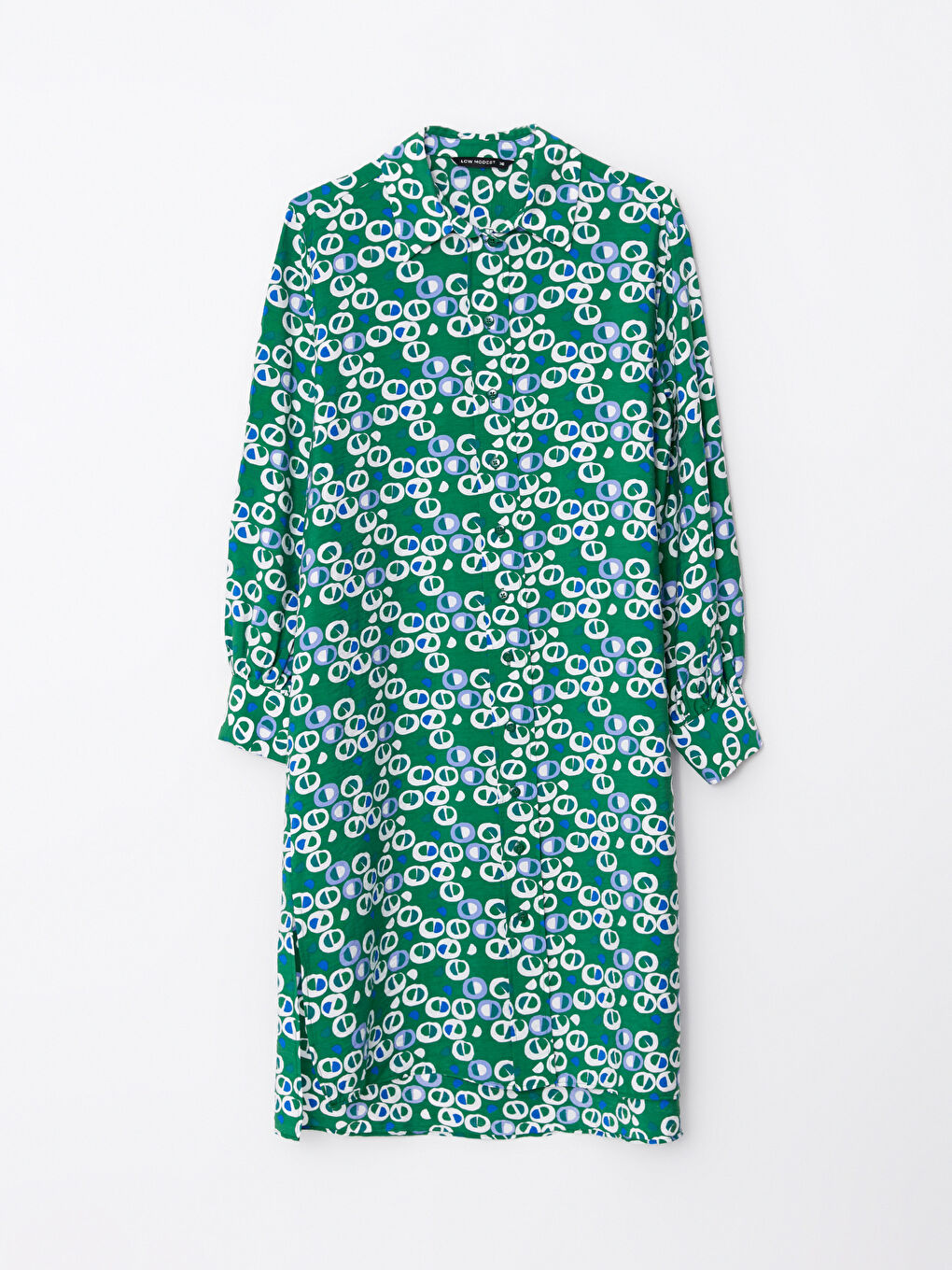 Yeşil Desenli Kadın Gömlek Tunik-5