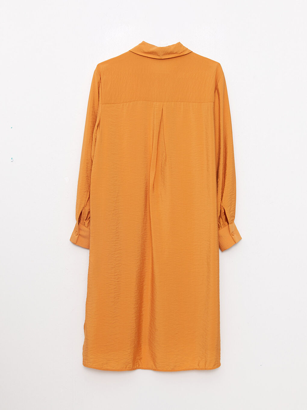 Turuncu Düz Uzun Kollu Kadın Gömlek Tunik-6