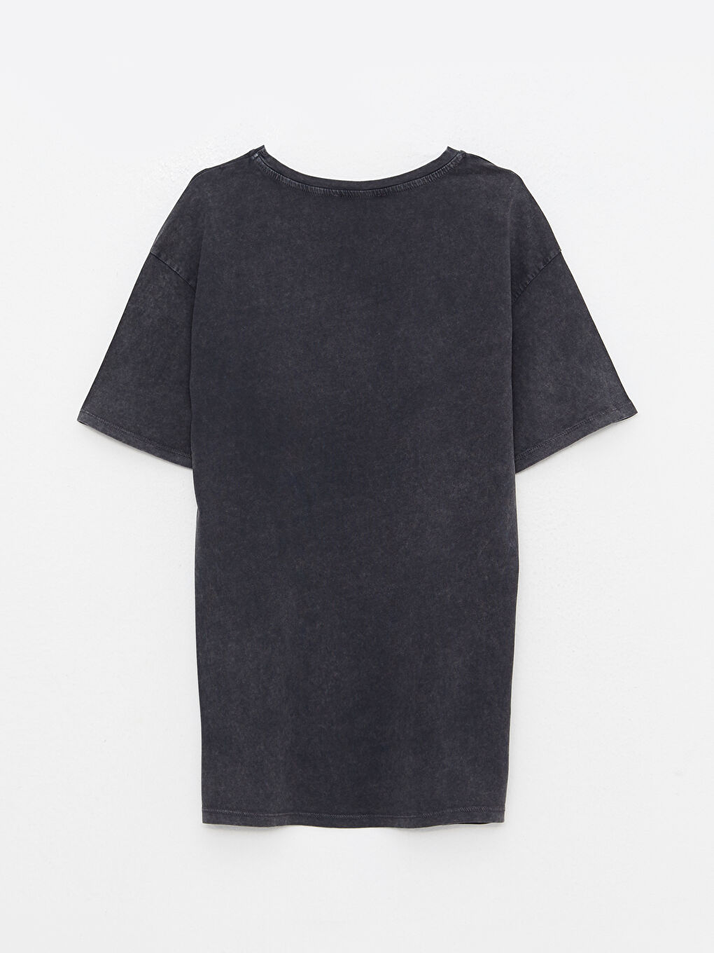 Antrasit Bisiklet Yaka Baskılı Kısa Kollu Pamuklu Kadın Tişört-6