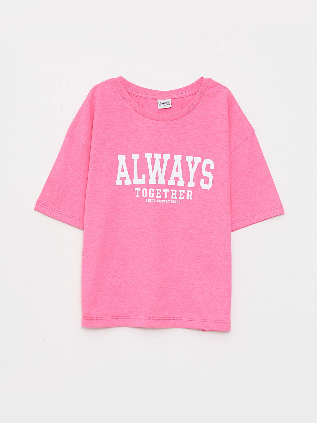 Crew Neck Printed Short Sleeve Girls' T-Shirt