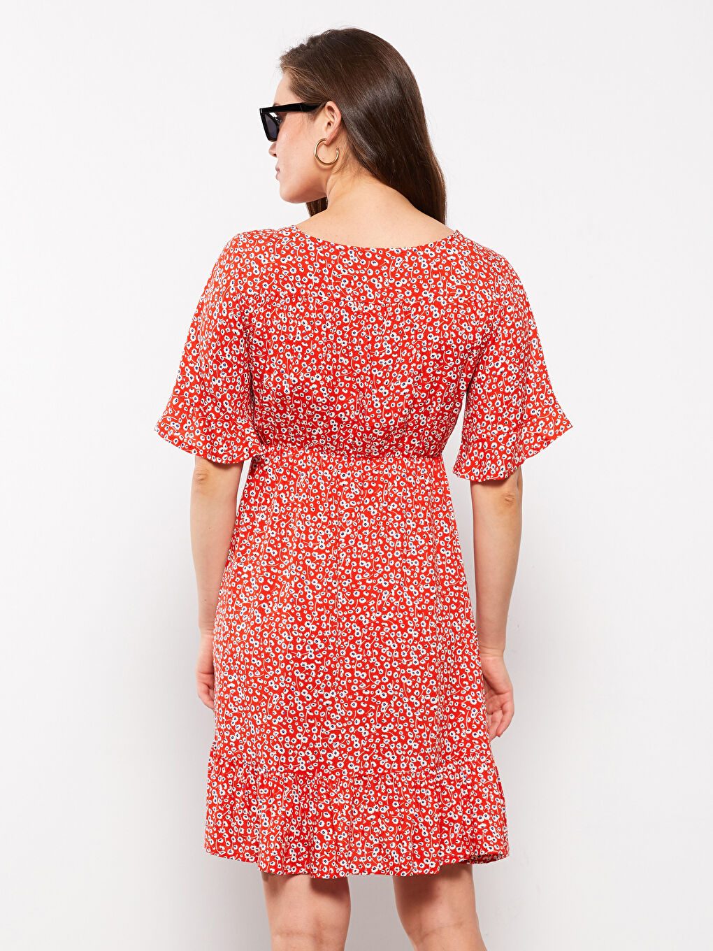 Rochie Gravide Vâscoză Guler cu Dublu Piept Mânecă Scurtă-5