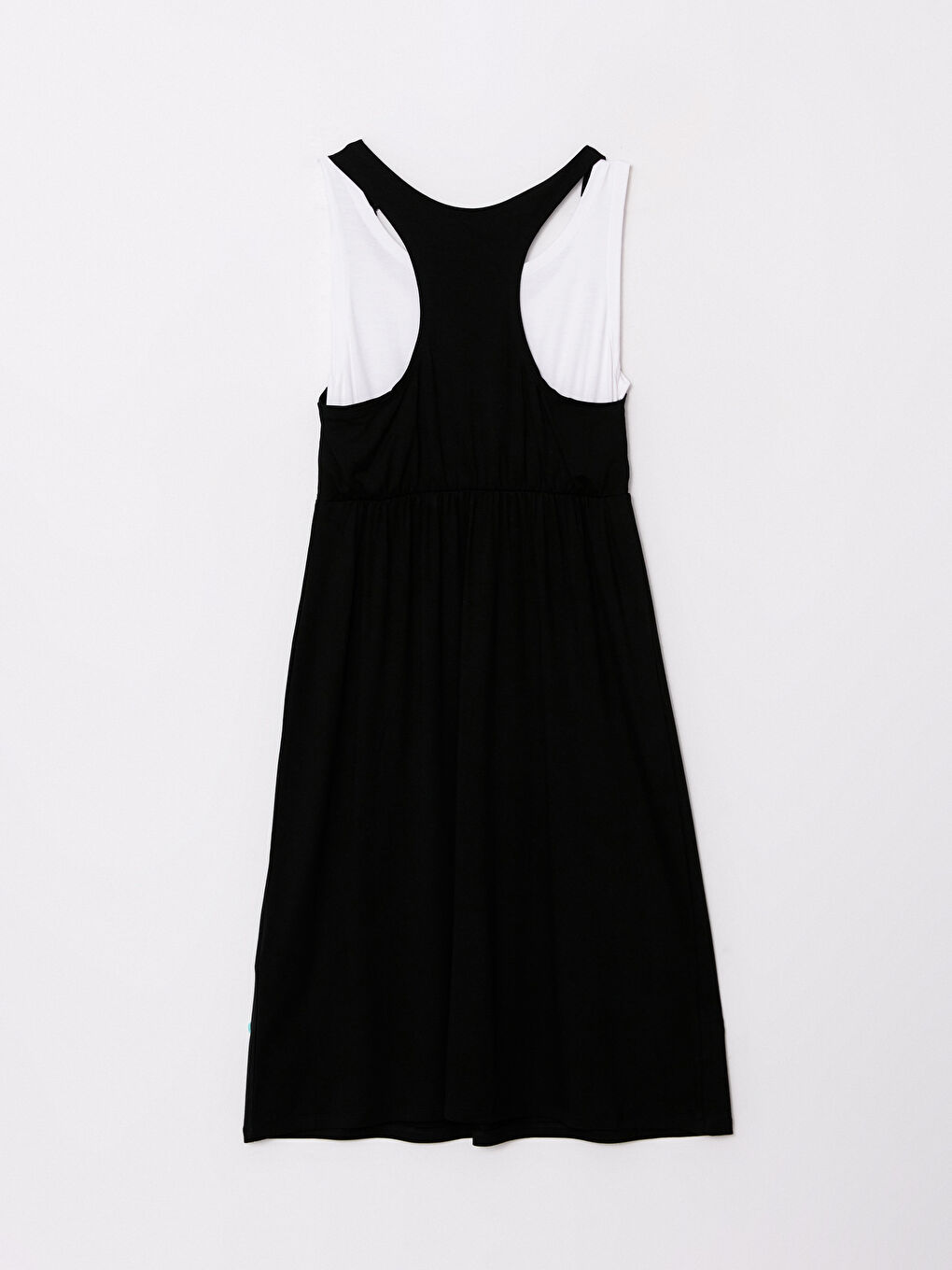 Siyah U Yaka Düz Kolsuz Hamile Elbise-5