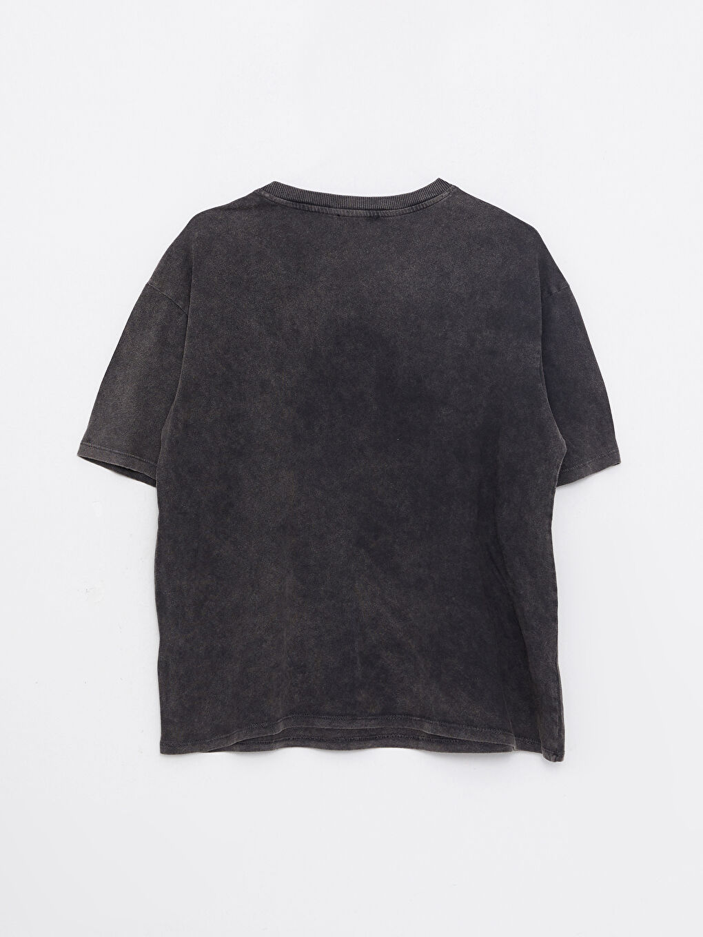 Siyah Bisiklet Yaka Baskılı Kısa Kollu Pamuklu Kadın Tişört-6