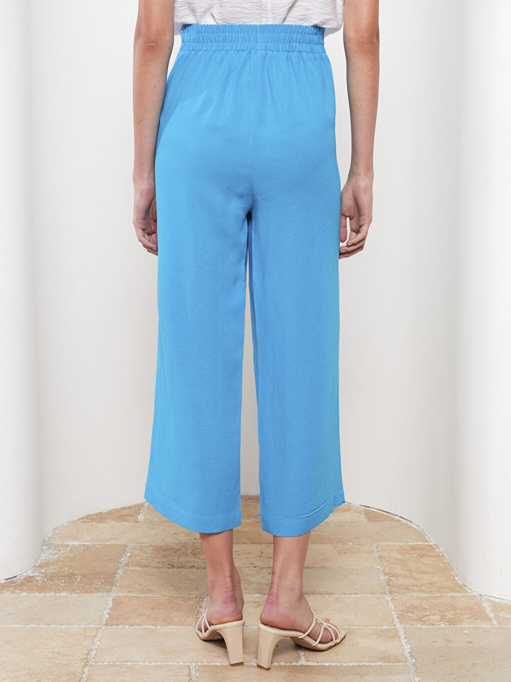 әйелдерге арналған қалта детальды жоғары белді кең шалбар-8