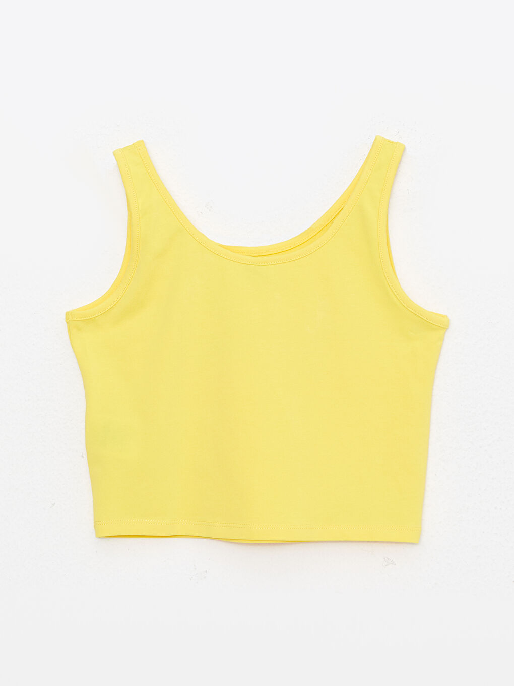 Sarı U Yaka Baskılı Pamuklu Kız Çocuk Atlet-1