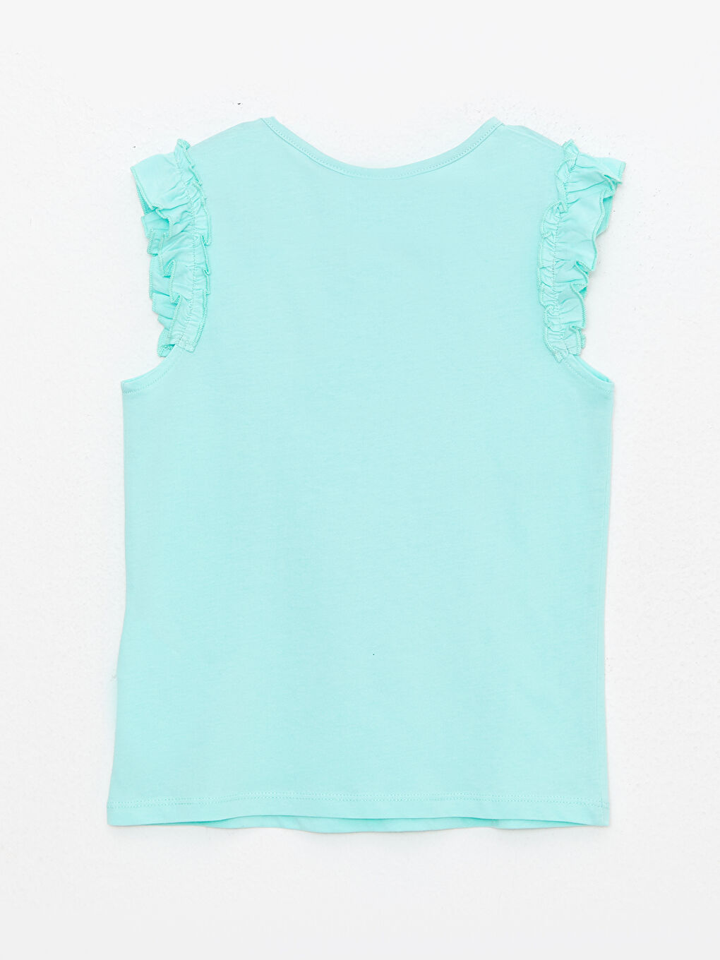 Turkuaz Bisiklet Yaka Deniz Kızı Baskılı Pamuklu Kız Çocuk Atlet-1