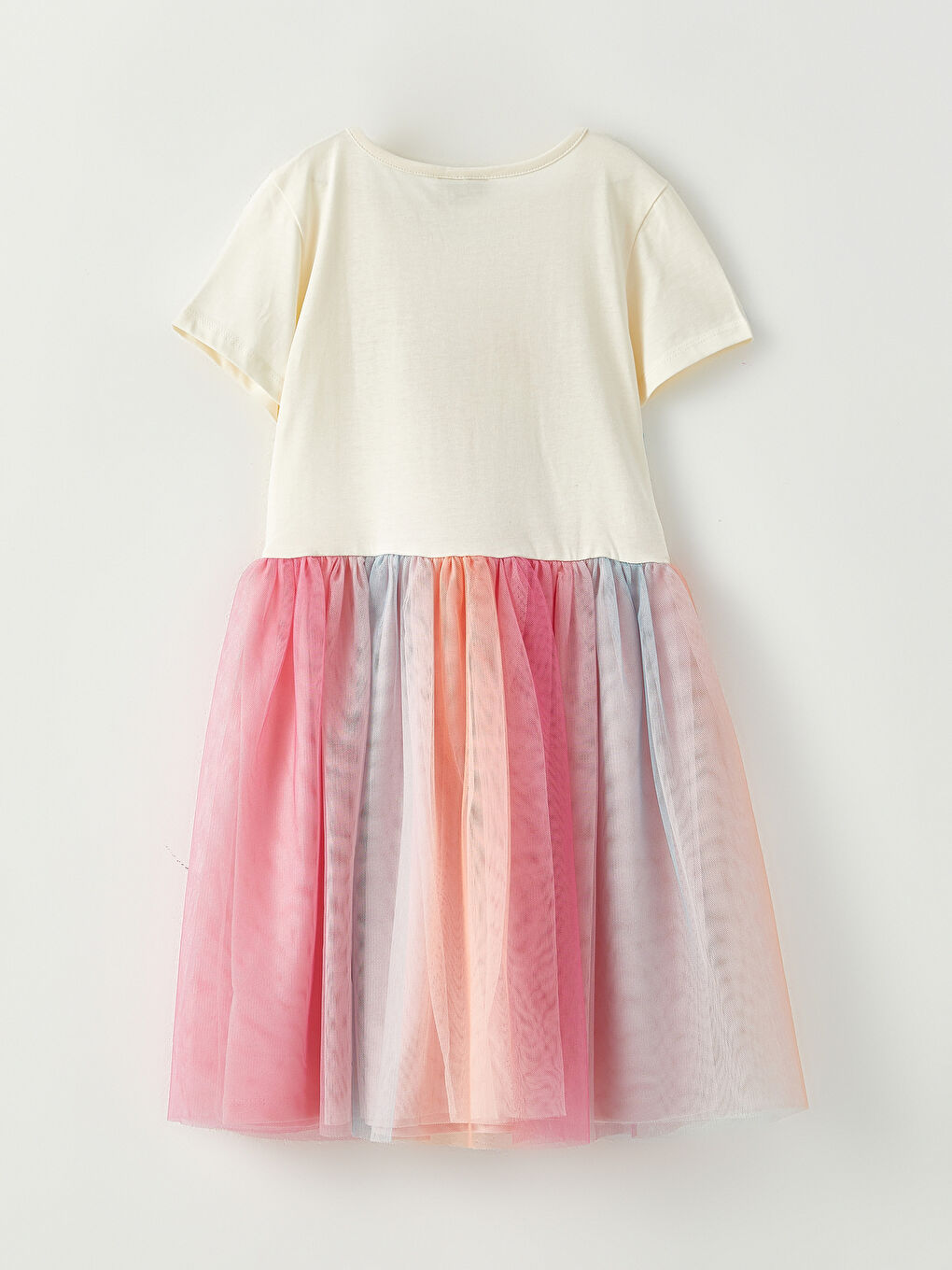 فستان بناتي برقبة دائرية مطبوع بأكمام قصيرة وعصابة رأس-2