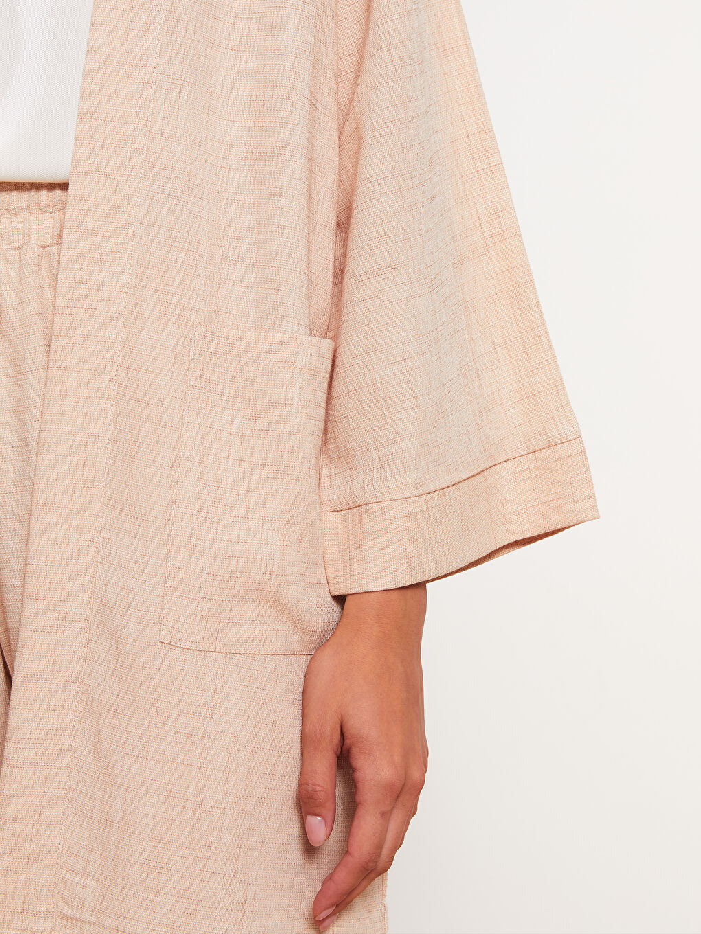 Bej Şal Yaka Kadın Kimono-3