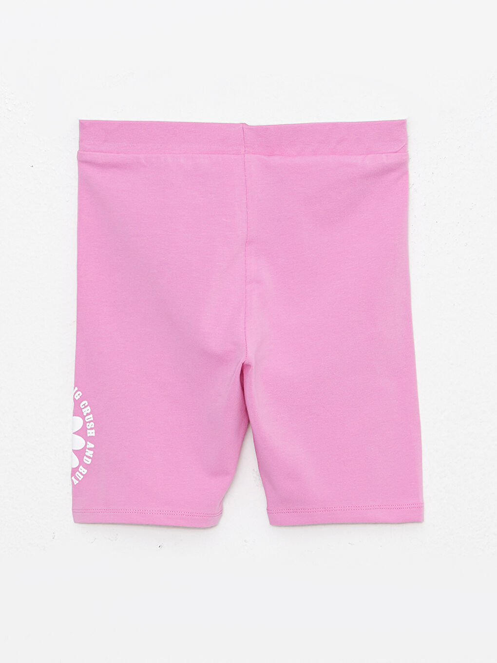 Pembe Beli Lastikli Baskılı Pamuklu Kız Çocuk Kısa Tayt-1