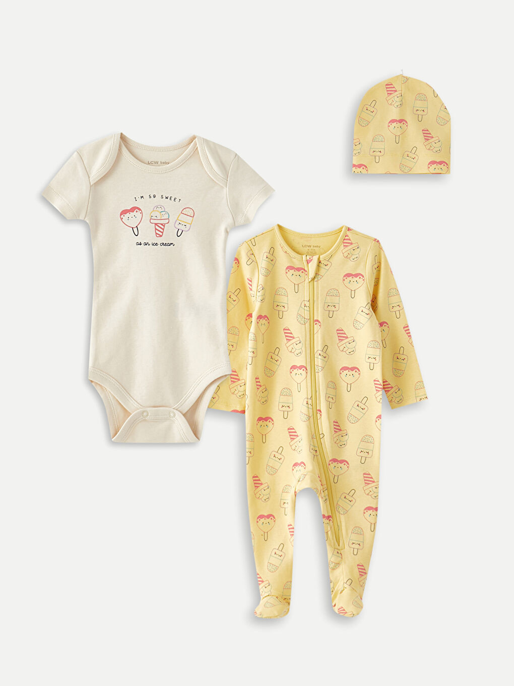 Crew Neck Printed Baby Girls' 3-Pack Set