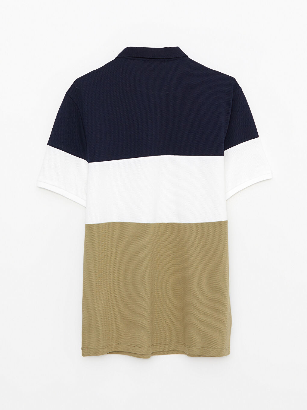 Haki Polo Yaka Kısa Kollu Renk Bloklu Erkek Tişört-6