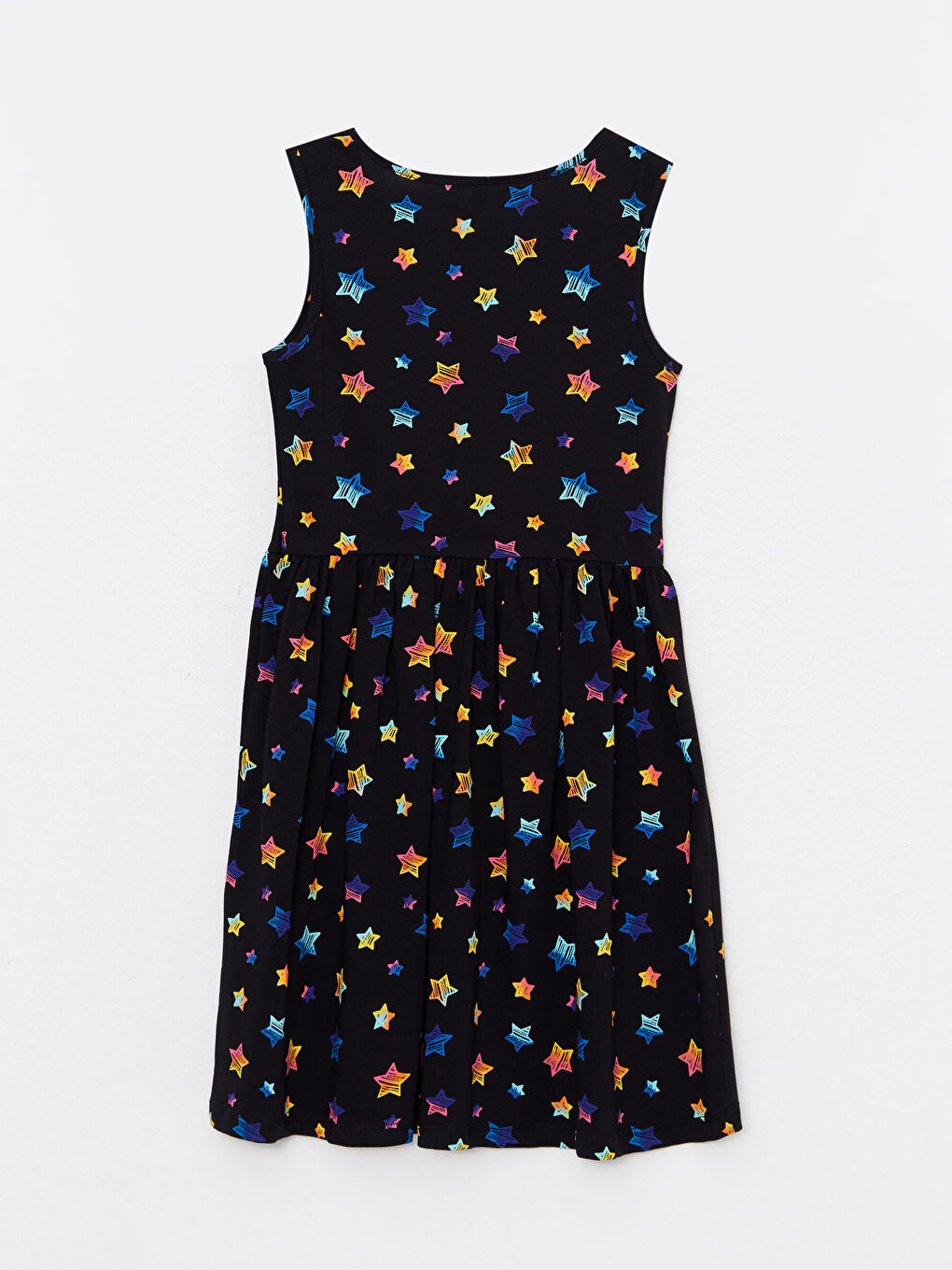 Siyah Bisiklet Yaka Baskılı Kız Çocuk Elbise-1