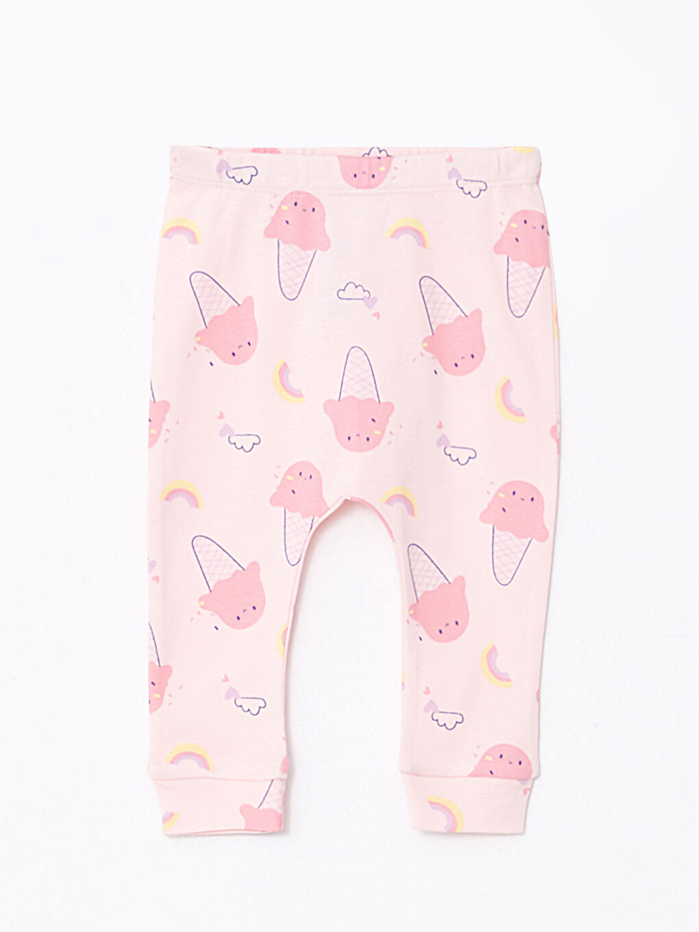 Ekru Bisiklet Yaka Uzun Kollu Baskılı Kız Bebek 3'lü Takım-2