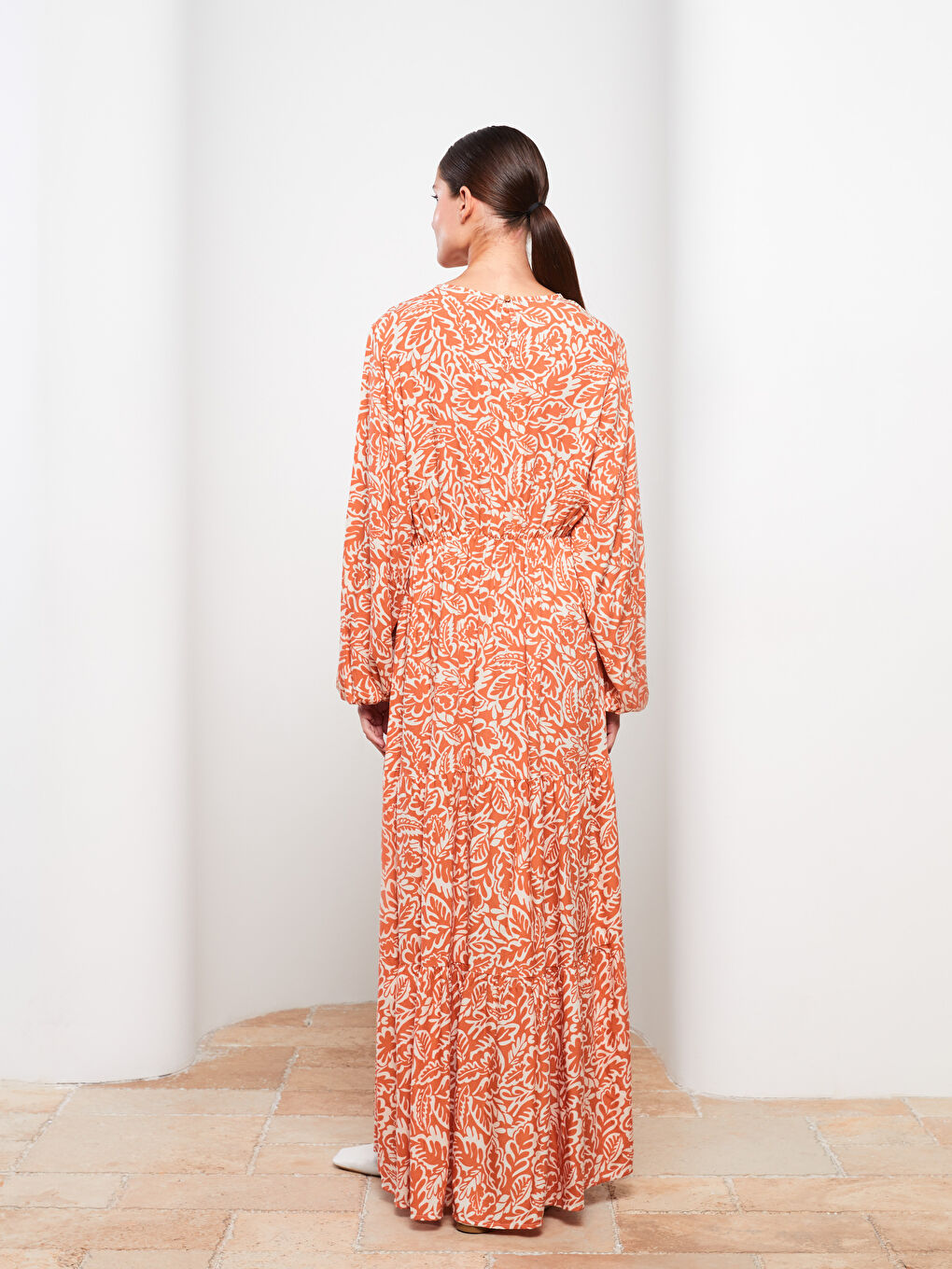 Crew Neck Patterned Long Sleeve Viscose Women's Dress -S2MT25Z8-KTU