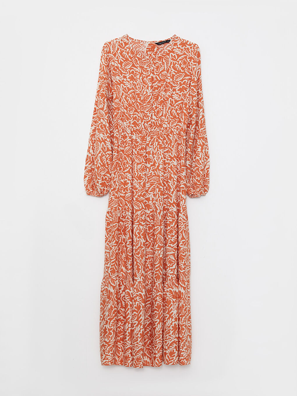 Crew Neck Patterned Long Sleeve Viscose Women's Dress -S2MT25Z8-KTU