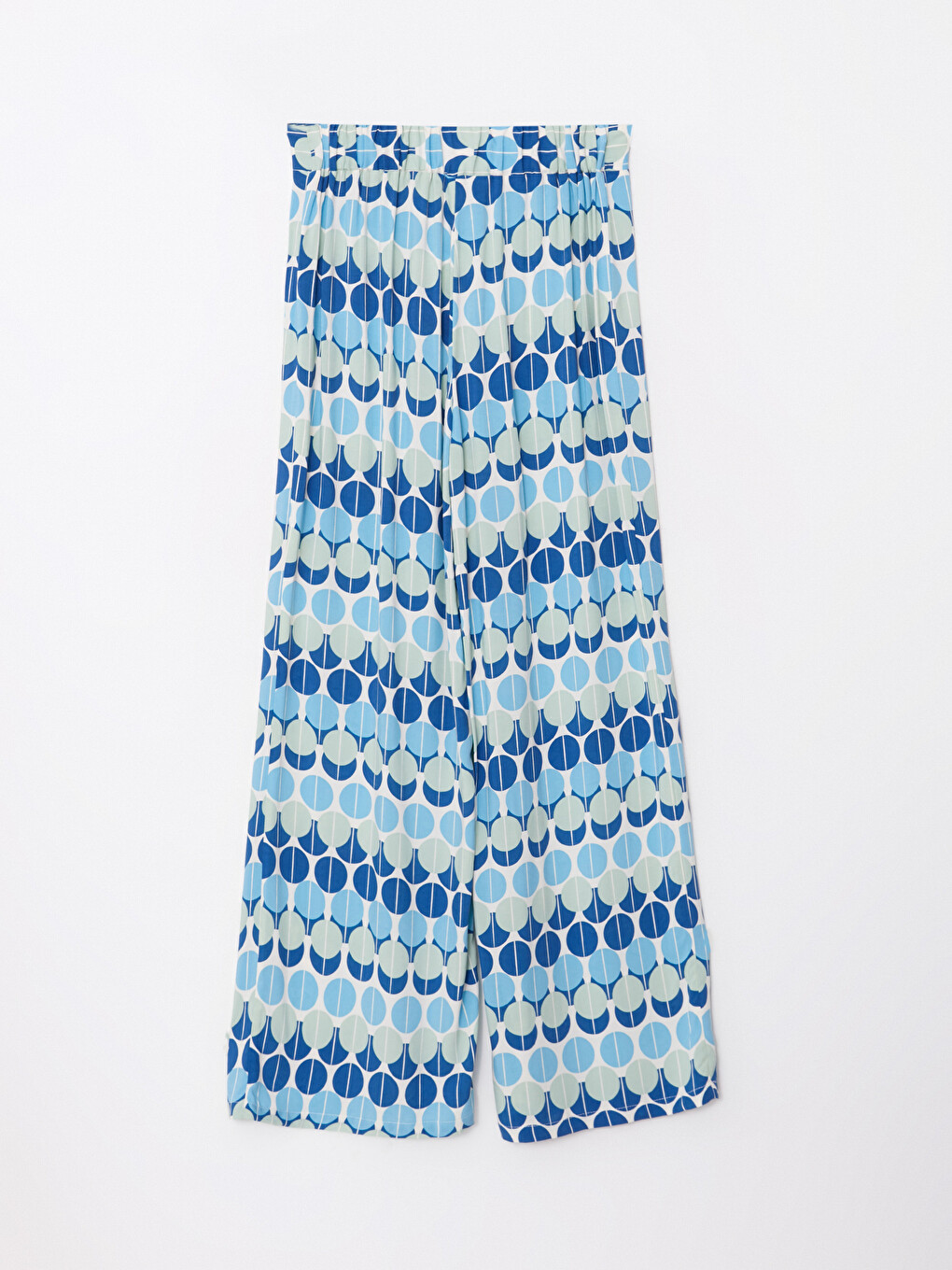 Elastic Waist Standard Fit Patterned Viscose Women's Trousers-6