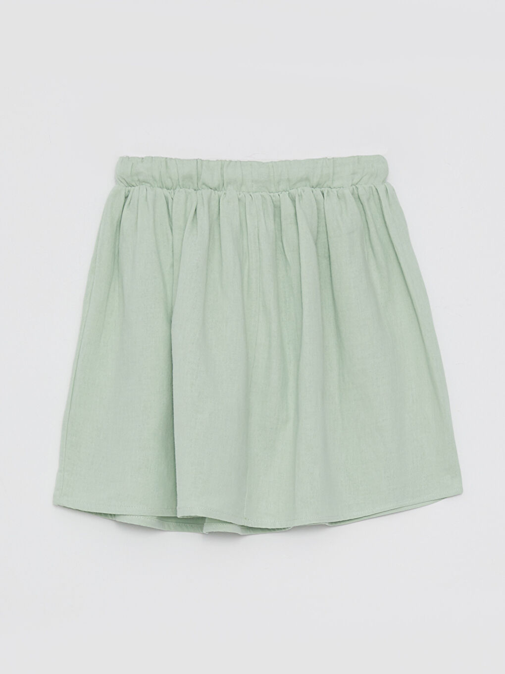 Yeşil Beli Lastikli Basic Kız Çocuk Etek-1