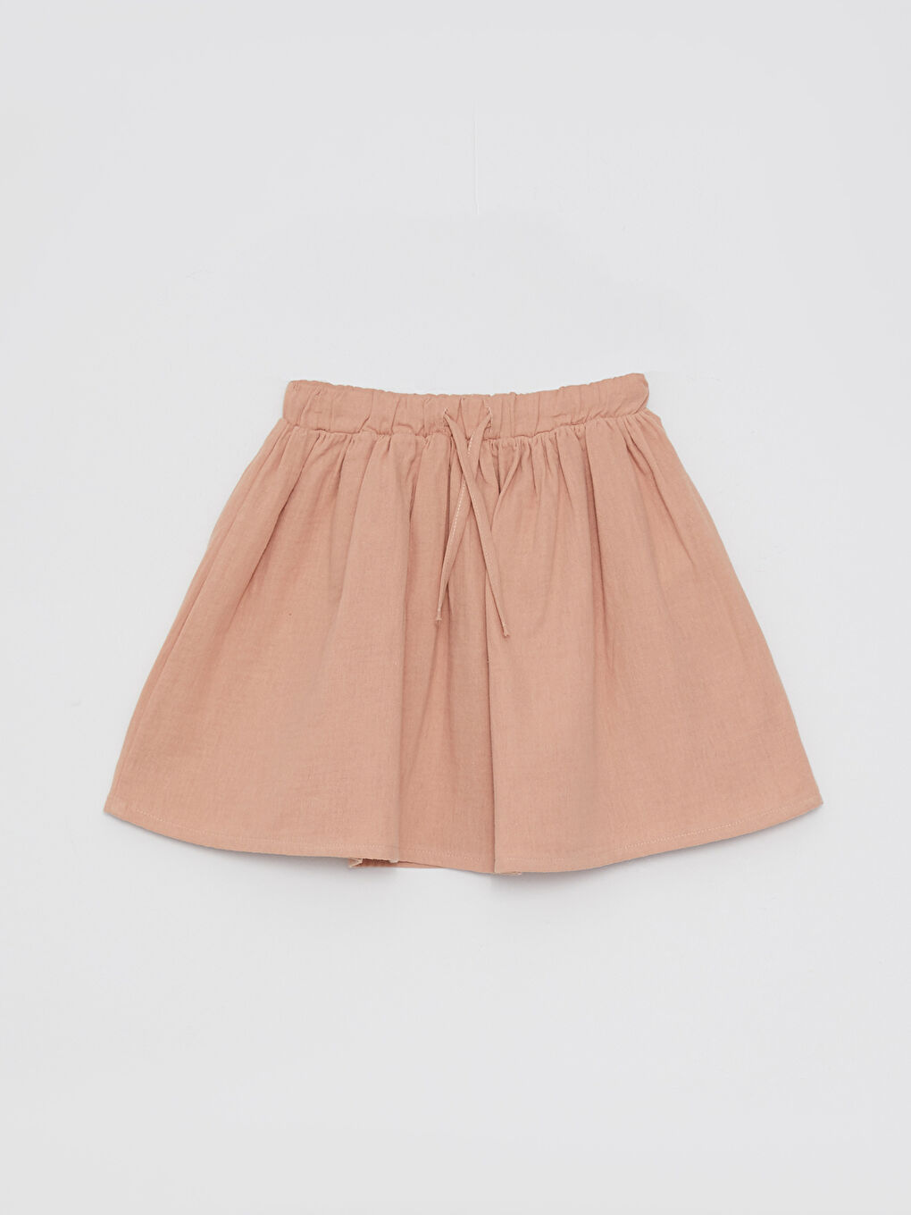 Kahverengi Beli Lastikli Basic Kız Çocuk Etek