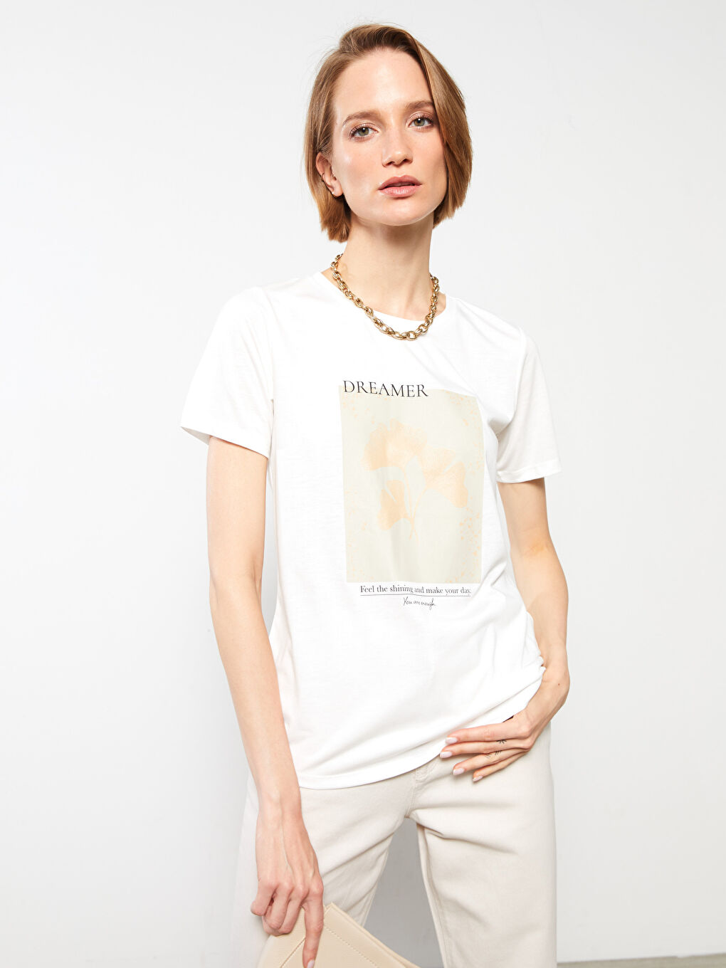 Crew Neck Printed Cotton Women's T-Shirt