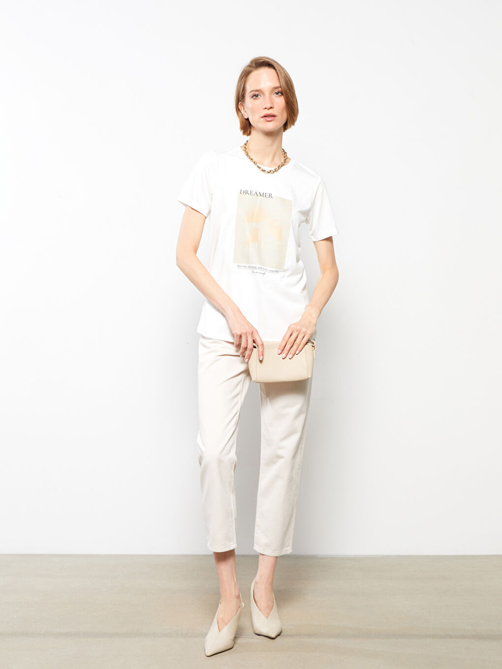 Crew Neck Printed Cotton Women's T-Shirt-1