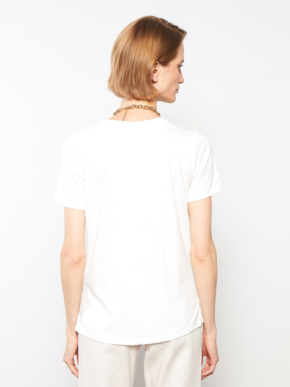 Crew Neck Printed Cotton Women's T-Shirt-4