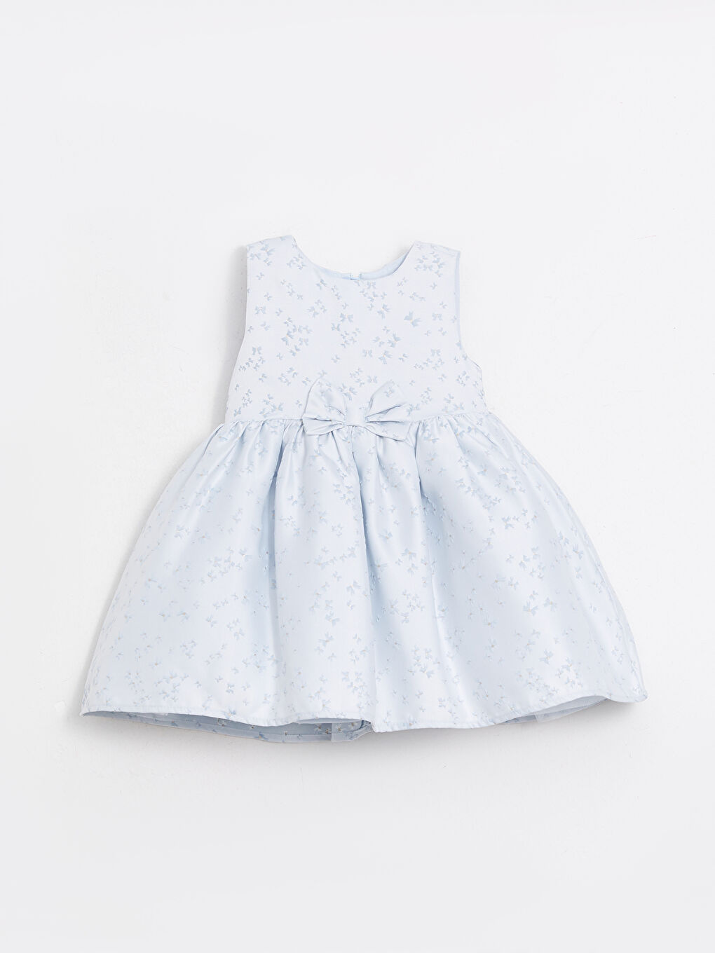 Mavi Bisiklet Yaka Desenli Kız Bebek Elbise