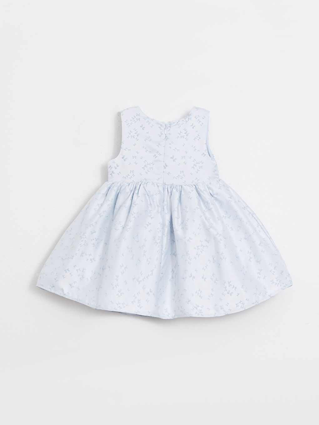 Mavi Bisiklet Yaka Desenli Kız Bebek Elbise-1