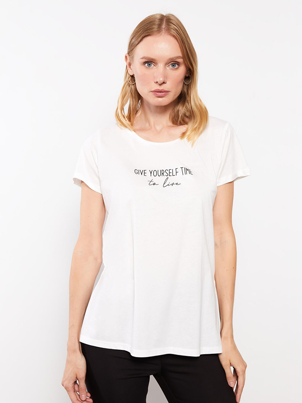 Crew Neck Printed Short Sleeve Cotton Women's T-shirt