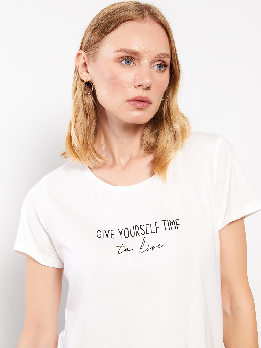 Crew Neck Printed Short Sleeve Cotton Women's T-shirt-1