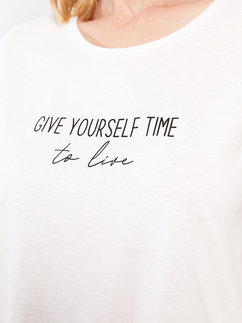 Crew Neck Printed Short Sleeve Cotton Women's T-shirt-3