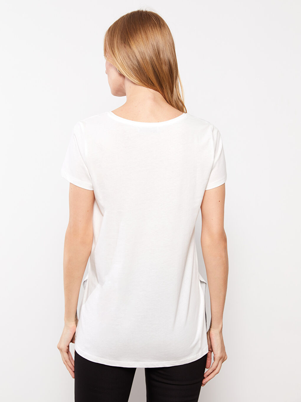 Crew Neck Printed Short Sleeve Cotton Women's T-shirt-4