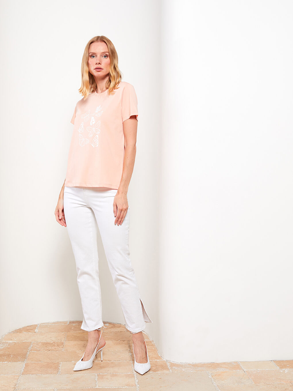 Crew Neck Printed Short Sleeve Cotton Women's T-shirt