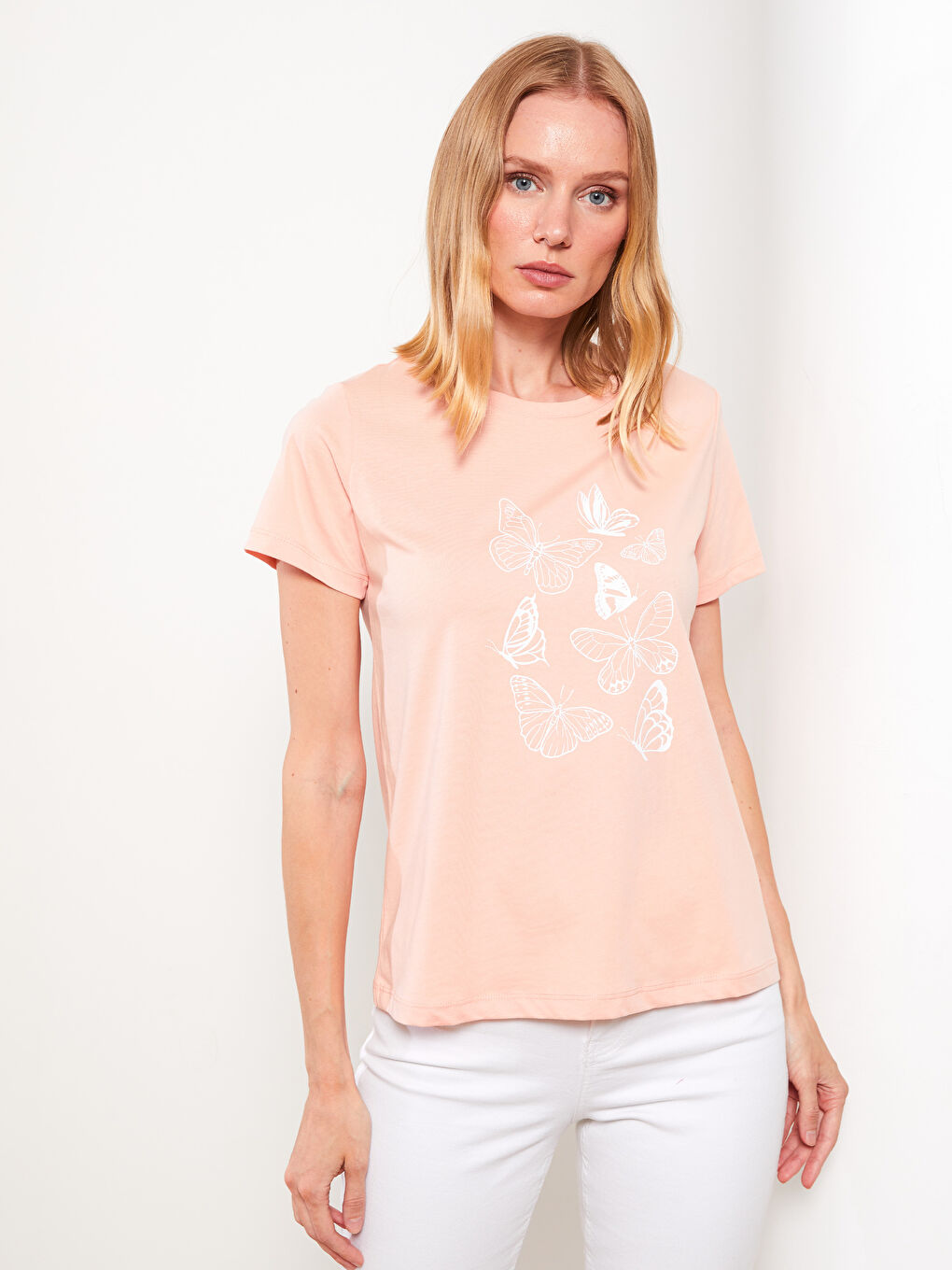 Crew Neck Printed Short Sleeve Cotton Women's T-shirt-2