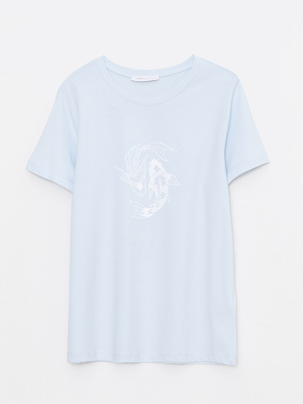 Majica od pamuka sa okruglim izrezom, štampom i kratkim rukavima za žene-5