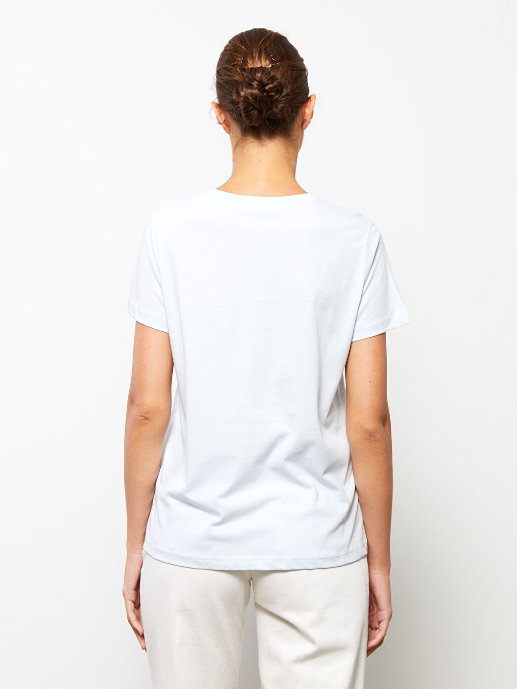 Majica od pamuka sa okruglim izrezom, štampom i kratkim rukavima za žene-4