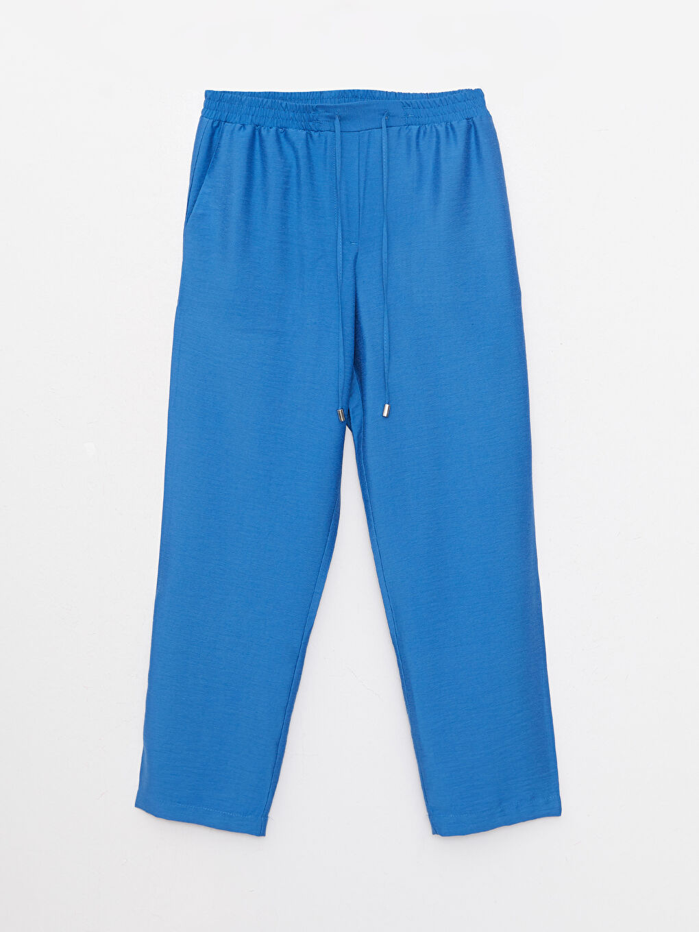 Mavi Rahat Kalıp Düz Cep Detaylı Kadın Pantolon-5