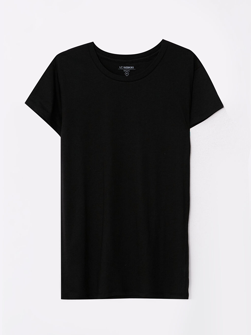 تي شيرت قطن ياقة دائرية مستقيم كم قصير للسيدات-5