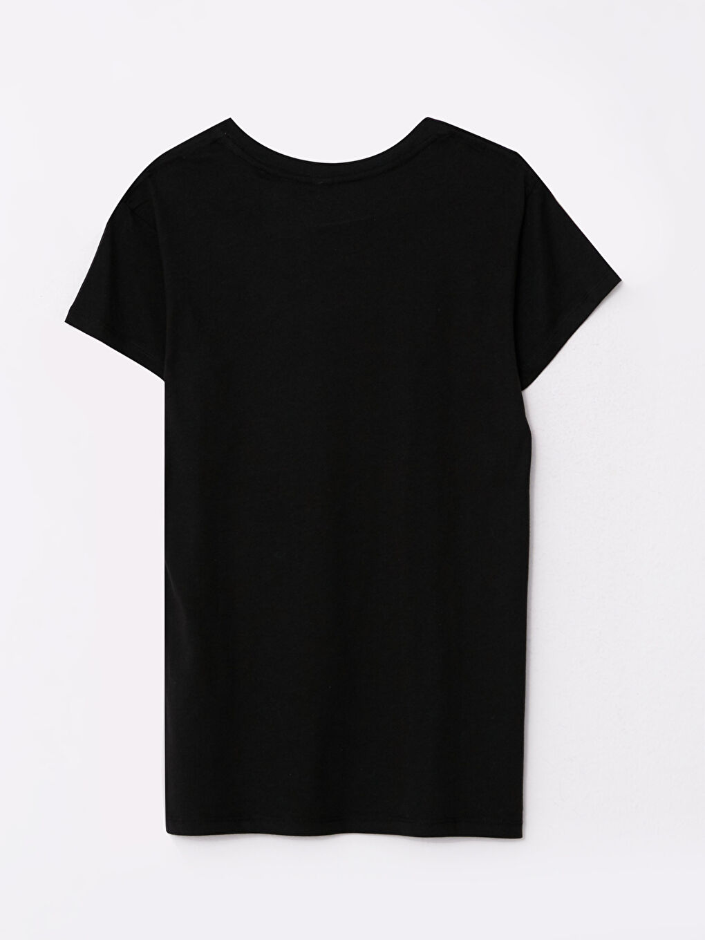 تي شيرت قطن ياقة دائرية مستقيم كم قصير للسيدات-6