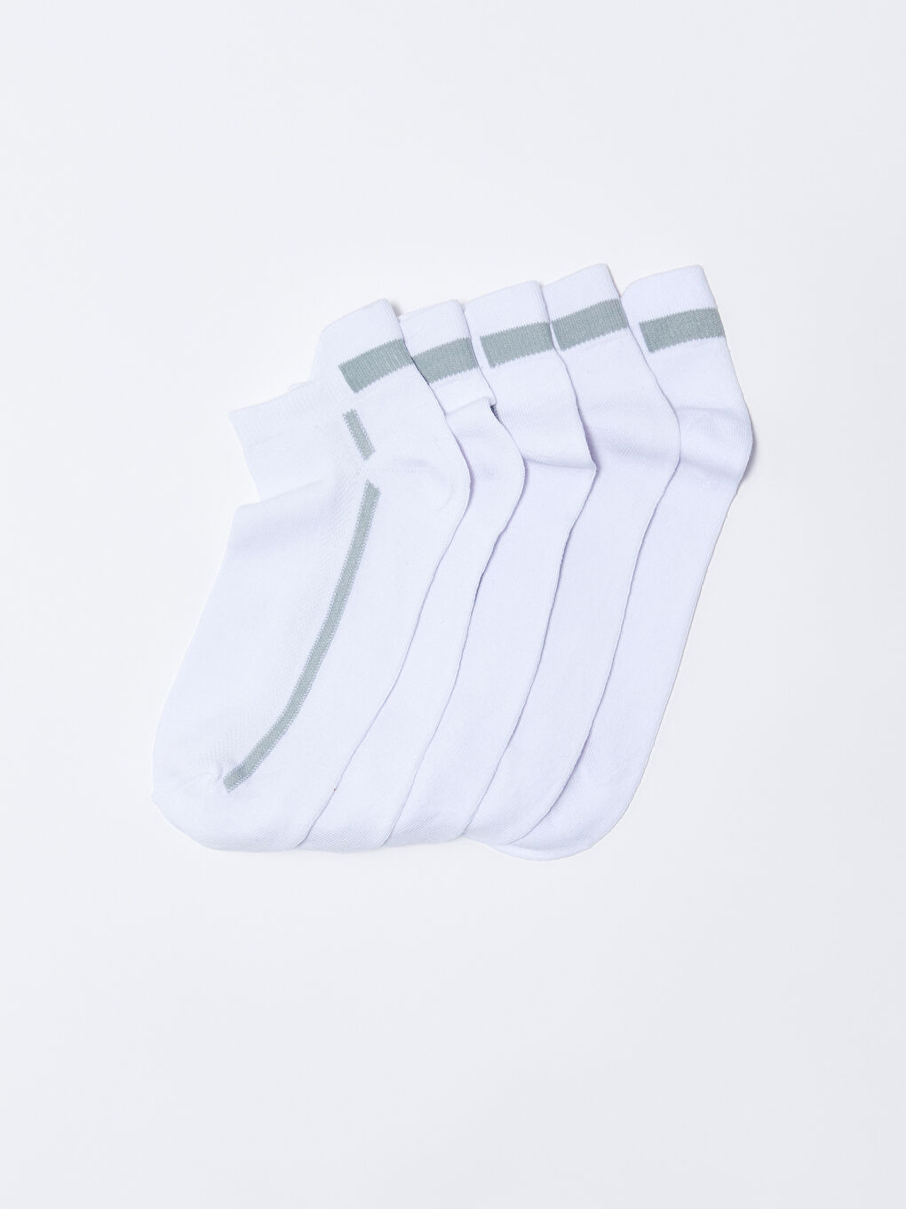 Beyaz Desenli Erkek Spor Patik Çorap 5'li