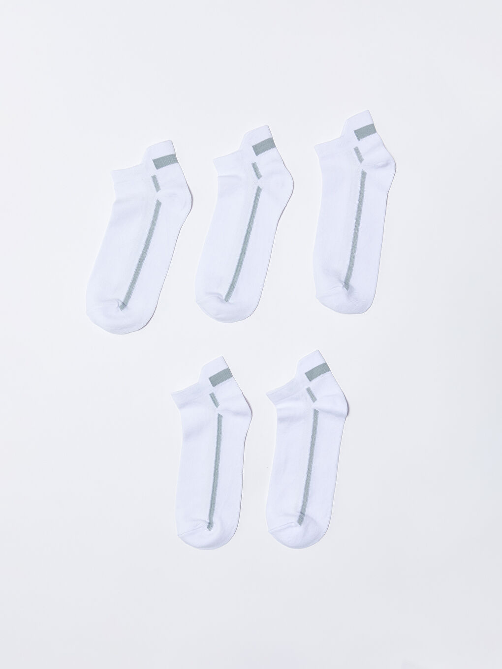 Beyaz Desenli Erkek Spor Patik Çorap 5'li-1