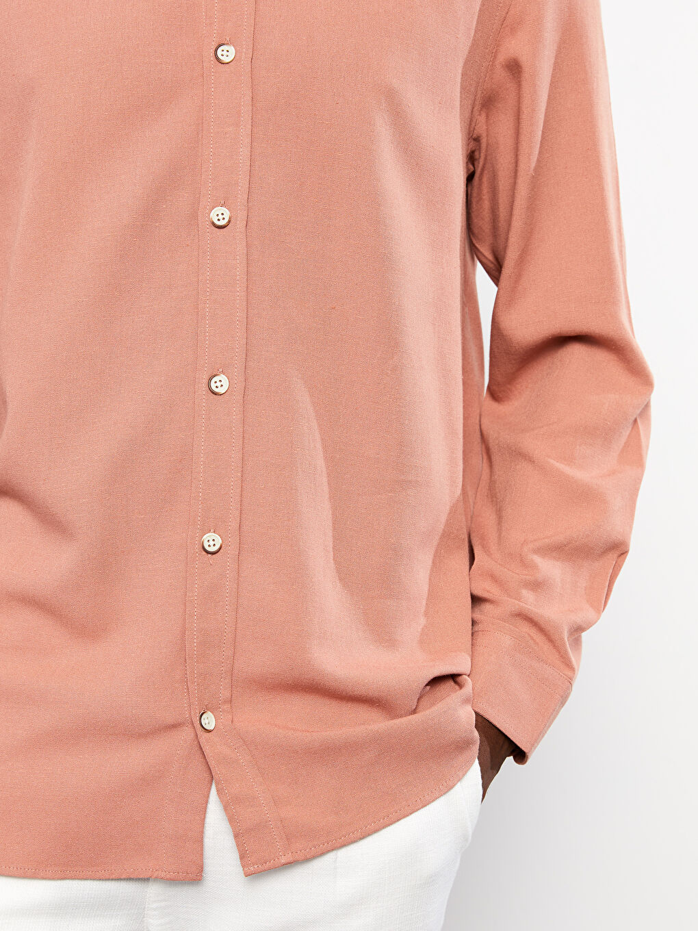 Kahverengi Regular Fit Hakim Yaka Uzun Kollu Poplin Erkek Gömlek-3