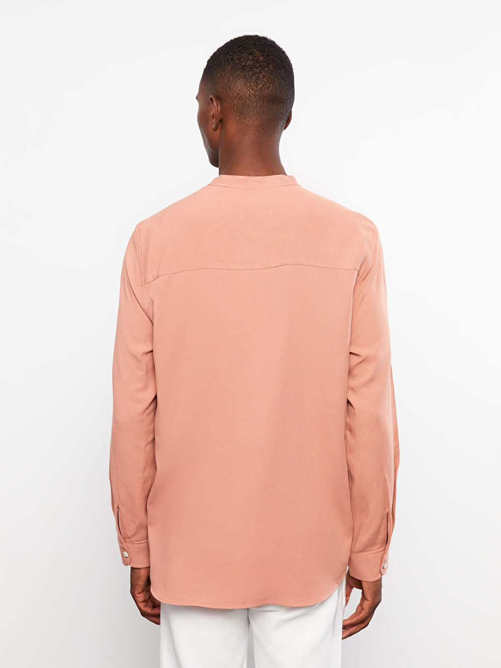 Kahverengi Regular Fit Hakim Yaka Uzun Kollu Poplin Erkek Gömlek-4