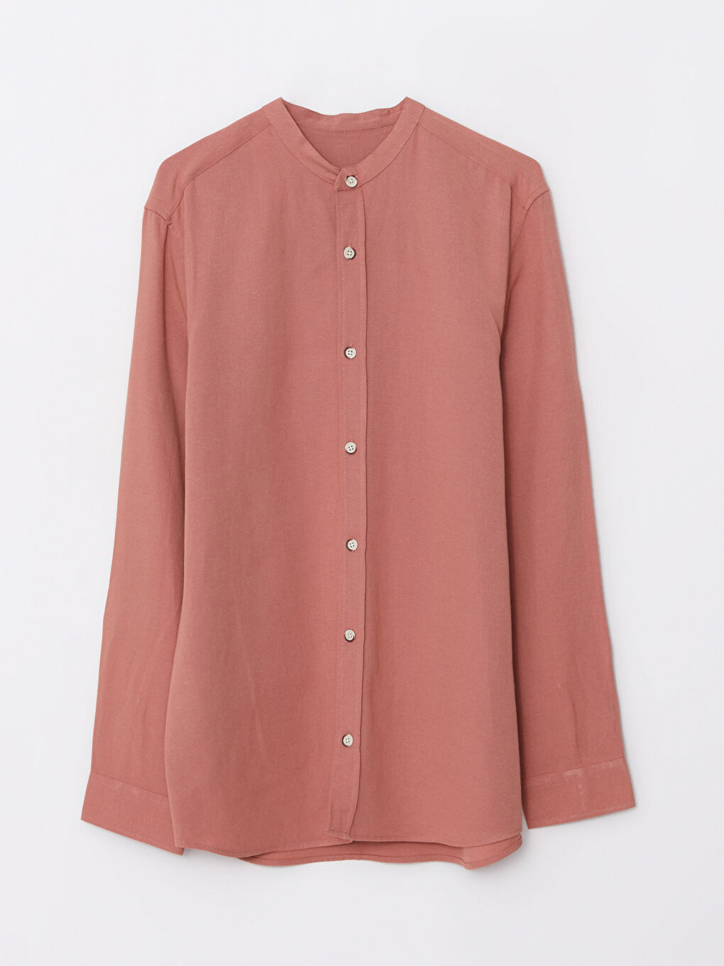 Kahverengi Regular Fit Hakim Yaka Uzun Kollu Poplin Erkek Gömlek-5